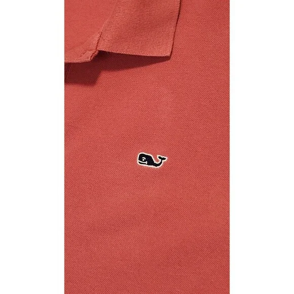 Vineyard Vines Salmon Pink 100% Cotton Classic Fit Whale Polo Shirt Size Large - Picture 2 of 8
